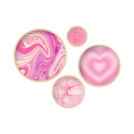 Wallity Conjunto de 4 Pinturas Decorativas en MDF Enmarcado Multicolor
